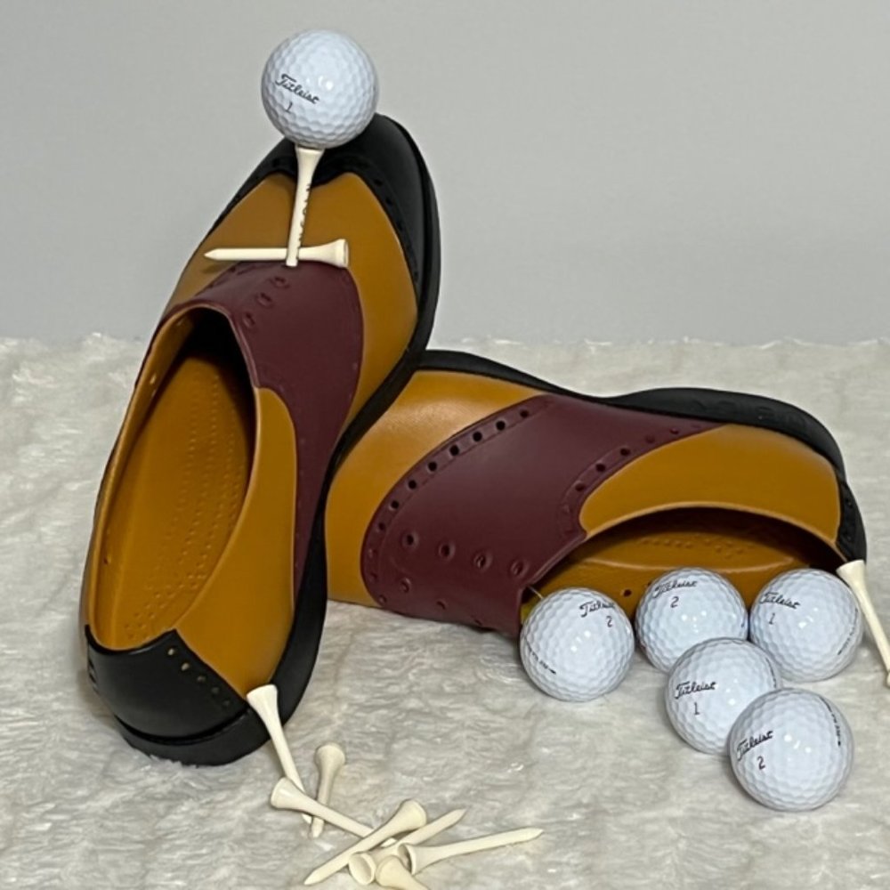 BIION Crimson Red, Black & Leather Oxford Golf Shoes Men SZ 8 - Picture 6 of 13